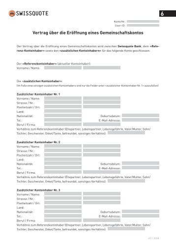 Vertrag über die Eröffnung eines Gemeinschaftskontos - Zugerberg ...