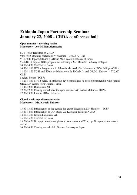 Ethio-Japan Partnership Seminar Proceeding - CRDA Ethiopia