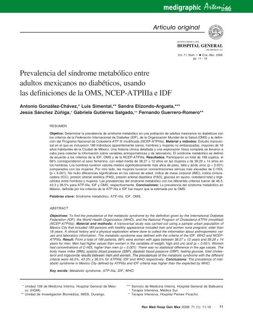 Prevalencia del síndrome metabólico entre adultos ... - edigraphic.com
