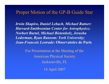 Proper Motion of the GP-B Guide Star