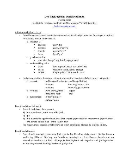 Den finsk-ugriska transkriptionen - Arkiv, teknologi och verktyg 
