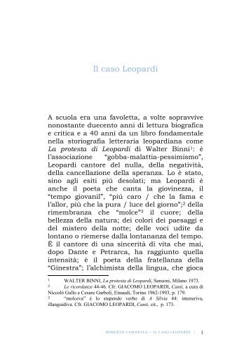 Il caso Leopardi - Amos edizioni