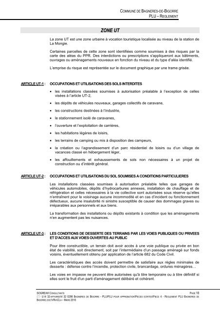 Pièce 4 - Règlement PLU Bagnères de Bigorre