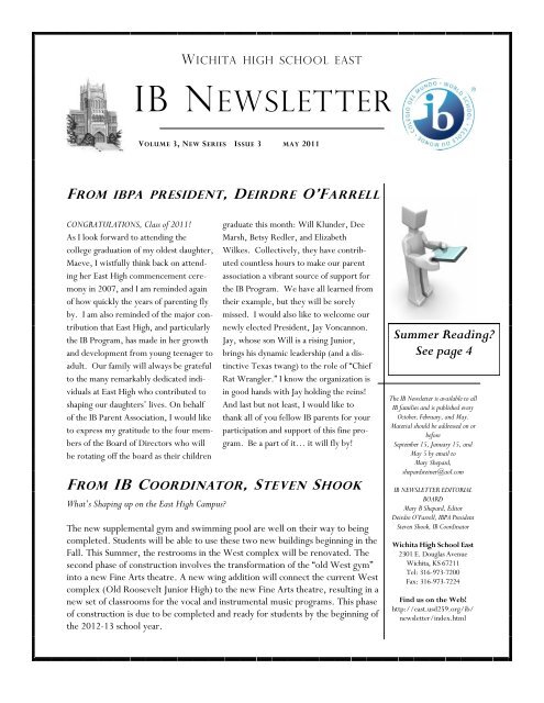 May 2011 IB Newsletter - East High School