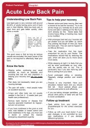 Patient Factsheet Acute Low Back Pain - Emergency Care Institute