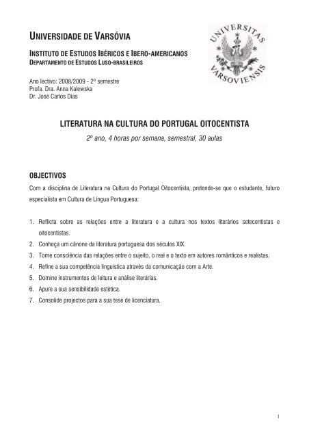 literatura na cultura do portugal oitocentista - IBERYSTYKA UW