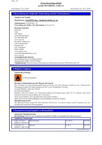 EG-Sicherheitsdatenblatt - Colodur
