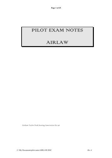 pilot exam notes airlaw - Wessex Hang-gliding and Paragliding Club