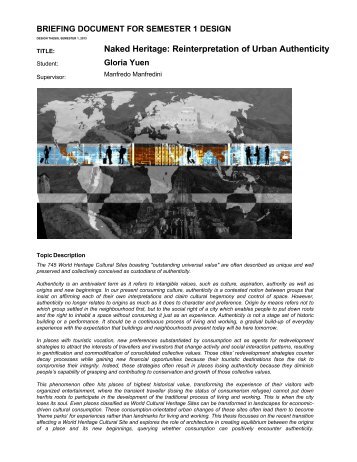 Naked Heritage: Reinterpretation of Urban Authenticity - MArch(Prof ...