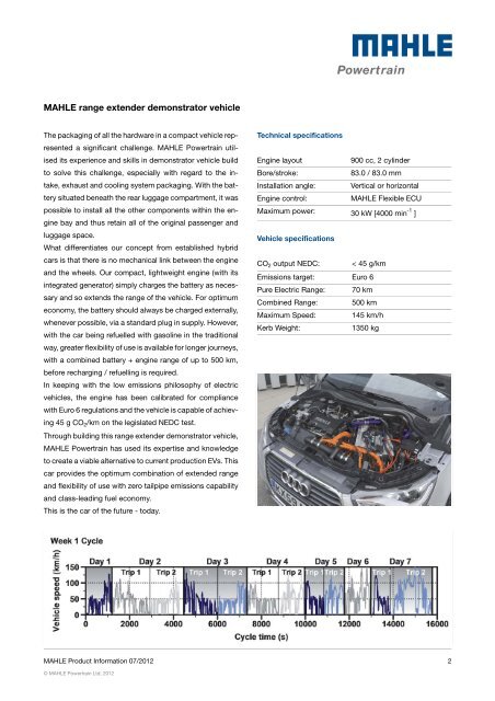 Compact Range Extender Vehicle Brochure - Mahle Powertrain Ltd