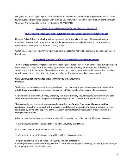 campus security and fire safety report - Cheyney University of ...