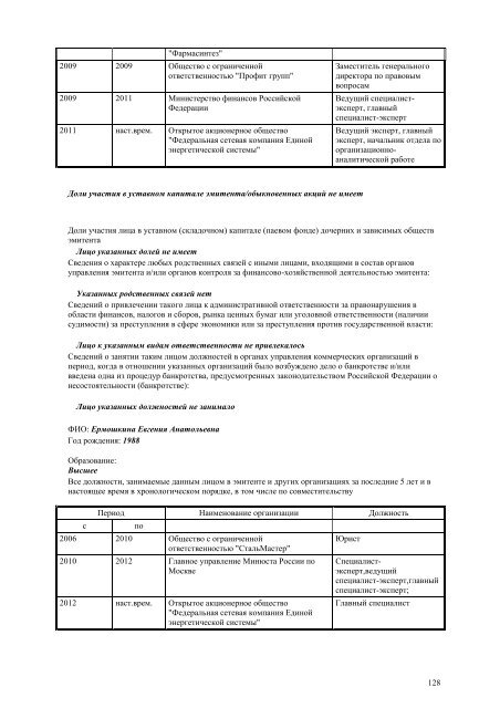 ÐÐ¶ÐµÐºÐ²Ð°ÑÑÐ°Ð»ÑÐ½ÑÐ¹ Ð¾ÑÑÐµÑ Ð·Ð° 4 ÐºÐ²Ð°ÑÑÐ°Ð» 2012 Ð³Ð¾Ð´Ð° - Ð¤Ð¡Ð ÐÐ­Ð¡