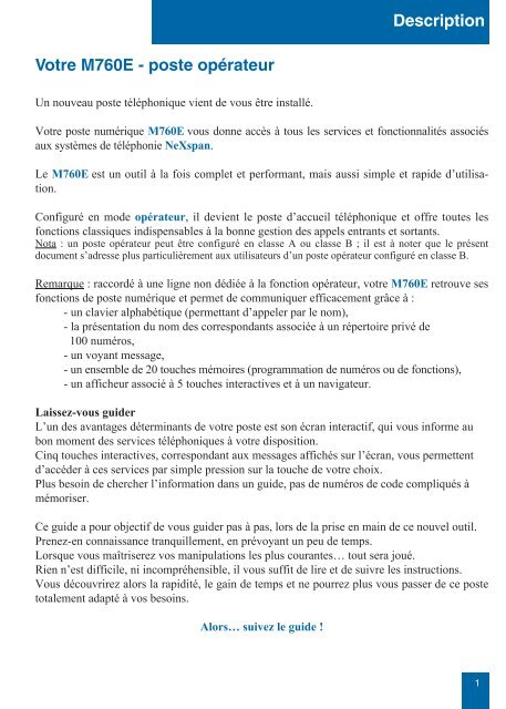 Guide utilisateur M760E Poste opÃ©rateur - Atelsys