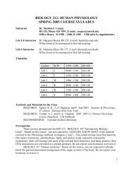 biology 212: human physiology spring 2005 course syllabus