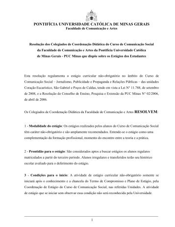 estÃ¡gio - Faculdade de ComunicaÃ§Ã£o e Artes - PUC Minas
