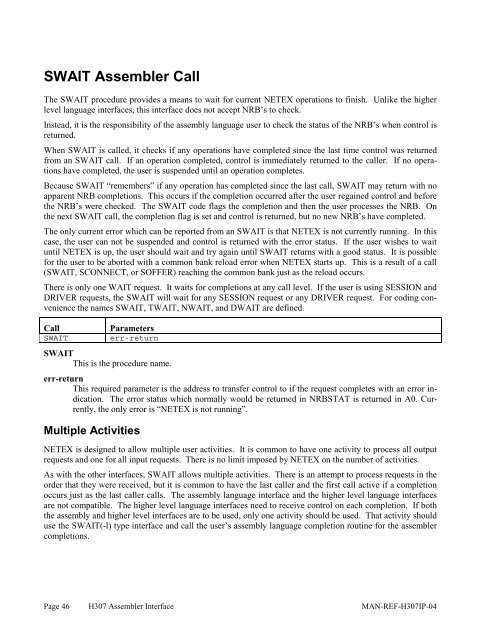 SDISC Assembler Call - NetEx