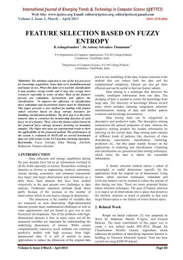 feature selection based on fuzzy entropy - IJETTCS - International ...