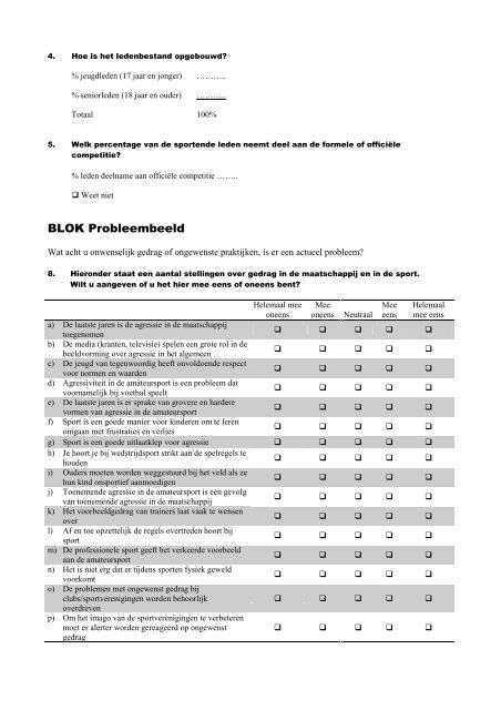 Vragenlijst Veilig sportklimaat (VSK), Sportiviteit en ... - Mulier Instituut