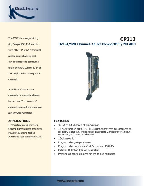 CP213: 32/64/128-Channel, 16-bit PXI/cPCI ADC