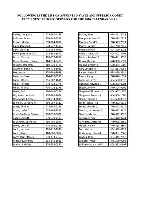 following is the list of appointed state and superior court permanent ...
