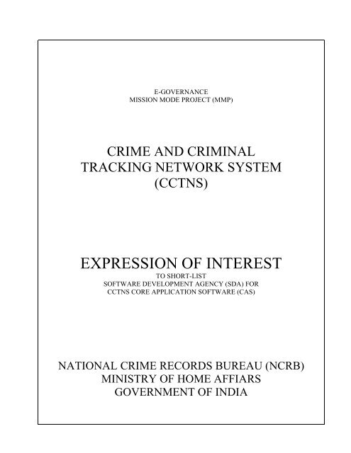 EXPRESSION OF INTEREST - National Crime Records Bureau
