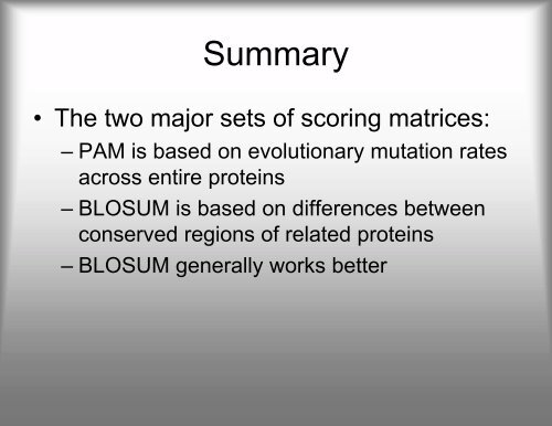 Scoring Matrices