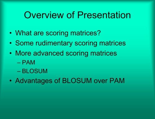 Scoring Matrices