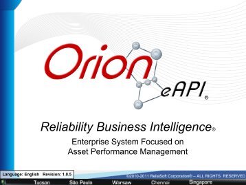 Orion eAPI presentation - ReliaSoft