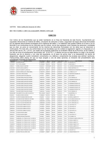 ASUNTO: Edicto notificaciÃ³n denuncias de trÃ¡fico - Ayuntamiento de ...