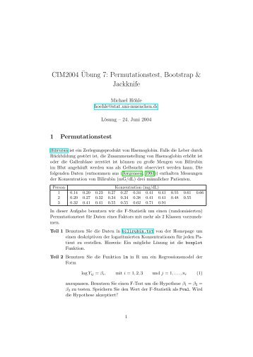 CIM2004Â¨Ubung 7: Permutationstest, Bootstrap & Jackknife