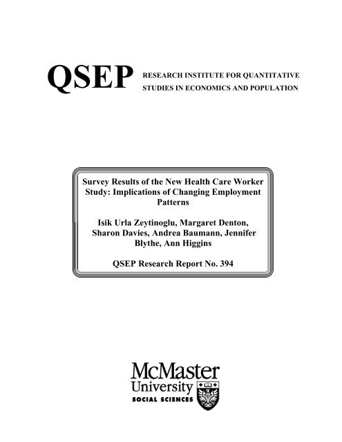 Survey Results of the New Health Care Worker Study: Implications ...