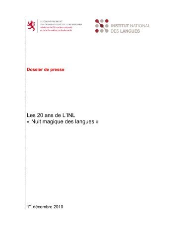 Les 20 ans de L'INL « Nuit magique des langues » - Institut national ...