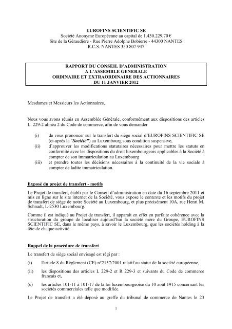 eurofins scientific se_ rapport du ca aux actionnaires.pdf