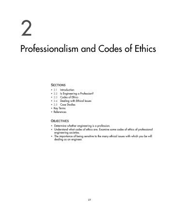 Professionalism and Codes of Ethics