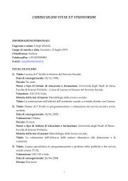 CURRICULUM VITAE ET STUDIORUM - Scienze della Formazione