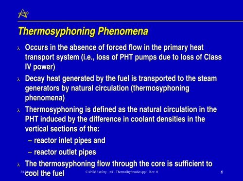 Thermalhydraulic Safety Characteristics Of CANDU ... - Canteach