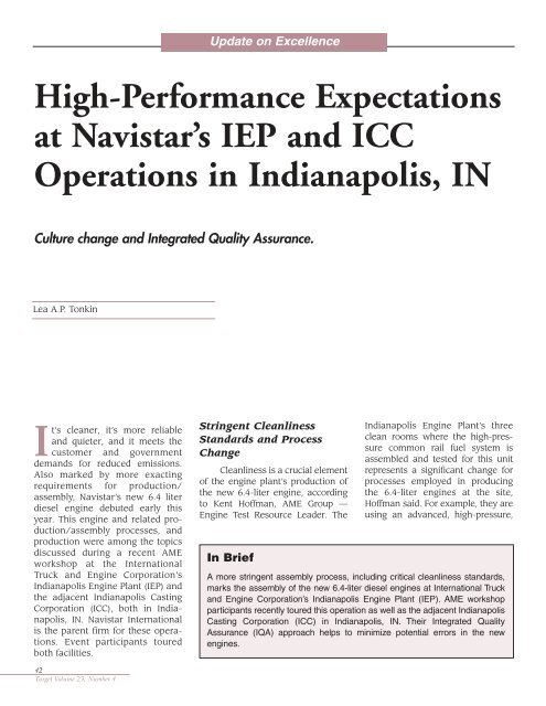 High-Performance Expectations at Navistar's IEP and ICC ...