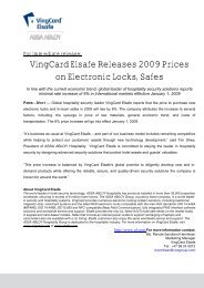 VingCard Elsafe Releases2009 Prices on Electronic Locks, Safes