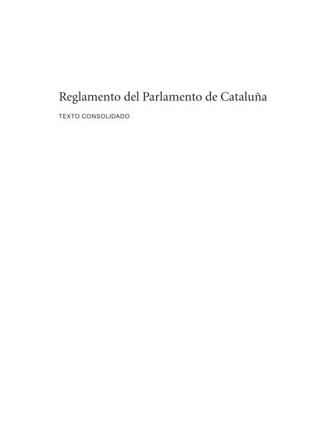 Reglamento del Parlamento de Cataluña. Texto consolidado