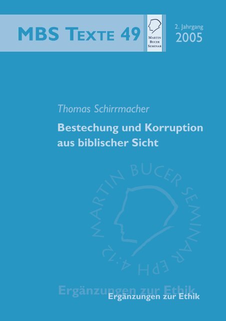 Bestechung und Korruption aus biblischer Sicht - Martin Bucer ...