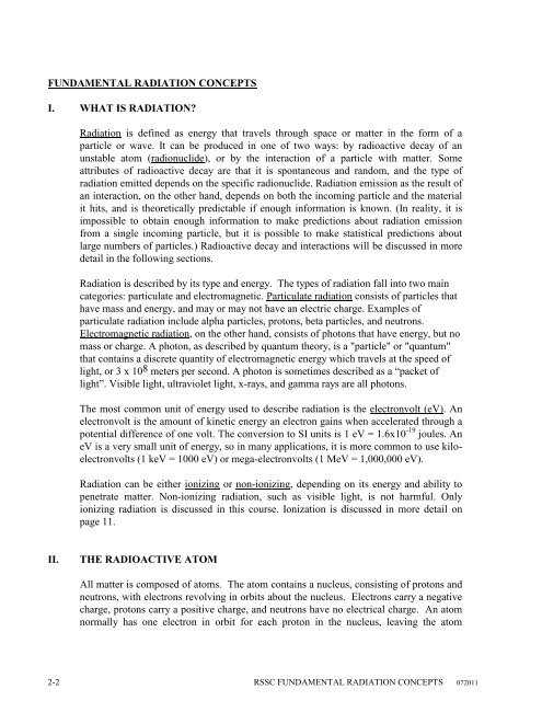 CHAPTER 2 FUNDAMENTAL RADIATION CONCEPTS PAGE I ...