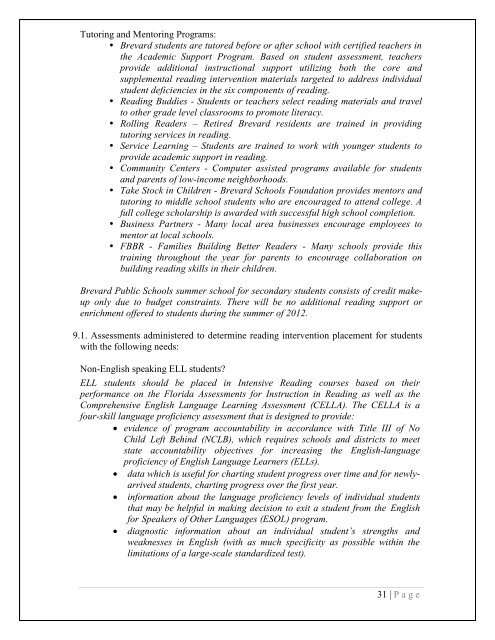 2007-08 K-12 Comprehensive Research-Based Reading Plan