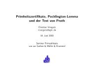 Primheitszertifikate, Pocklington-Lemma und der Test von Proth