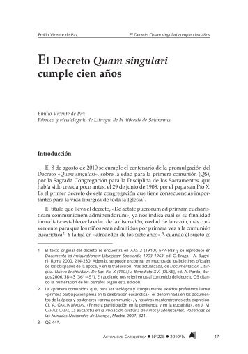 El Decreto Quam Singulari - Conferencia Episcopal EspaÃ±ola