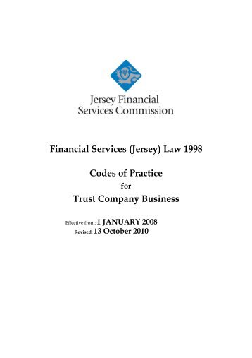 Codes of Practice for Trust Company Business - the Jersey Financial ...