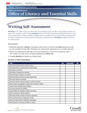 Writing Self Assessment - PEI Literacy Alliance