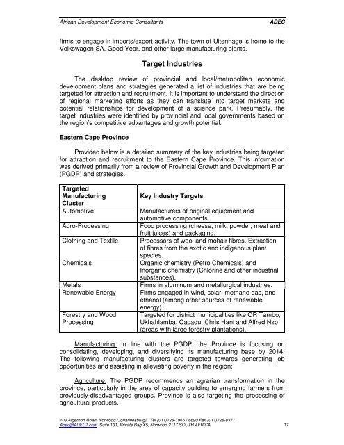 pre-feasibility assessment report - Innovationeasterncape.co.za