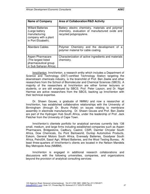 pre-feasibility assessment report - Innovationeasterncape.co.za