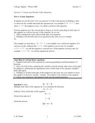 College AlgebraâWinter 2005 Section 1.1 Section 1.1--Linear and ...