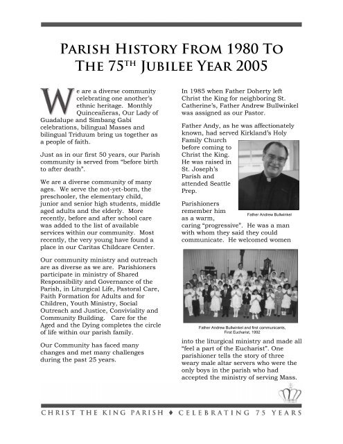 Parish History From 1980 To The 75th Jubilee ... - Community Spice